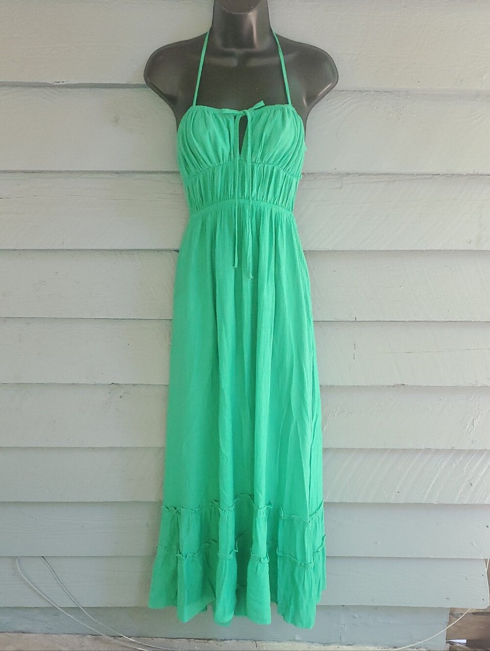 Bright Green Backless Maxi Dress